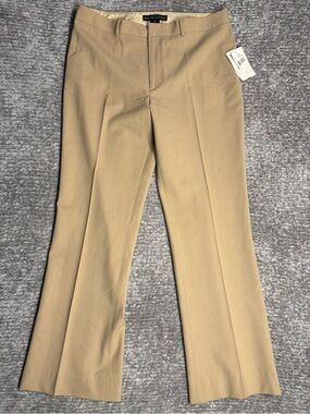 RALPH LAUREN Wool High Rise Straight Leg Pants Trousers Women Size 12 Tan NWT